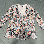 French Connection  Pink Floral Zip Up Blouse EUC M Photo 0