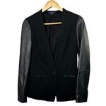 Madewell  Black Leather and Twill One Button Blazer Women's Size 0 Photo 0