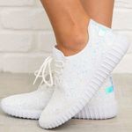 White Glitter Sneakers Size 7 Photo 0
