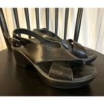 Dansko Jacinda slingback black leather cross strap wedge sandals 38/8 Photo 9