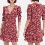 SALONI Collette Silk Floral Mini Puff Sleeve Dress Size 4 Pink Photo 1