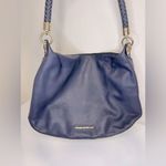 Elaine Turner  Blue Leather Hobo Braided Shoulder Bag Gold Hardware VGUC Photo 8