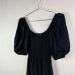 La Ligne Black Smocked Puff Sleeve Midi Dress Size XS Photo 3