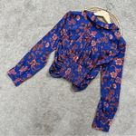 Free People Women’s I Got You Floral Long Sleeve Top Boho Festival Royal Combo S Photo 11