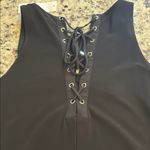 White House | Black Market Black Sleeveless Midi Dress with Lace-Up Back Photo 3