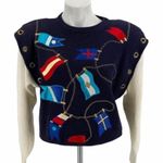 BONNIE BOERER RARE Vintage Nautical Yachting Sweater Size S NEW Blue Photo 0