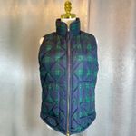 J.Crew Womens Size Small Navy Green Plaid Quilted Puffer Vest Sleeveless Jacket Photo 3
