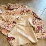 lemon grass NEW  Floral Button Down Long Sleeve Blouse Pink Tan White Large Top Photo 3