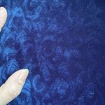 Ann Taylor  Blue Velvet Turtleneck Paisley Design Short Sleeves Blouse Sz S. Photo 4