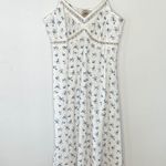 High Sierra Vintage Y2K Babydoll Maxi Dress Sz L White Blue Floral 100% Cotton Photo 0