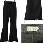 Cello Black High Waist Rise Flared Leg Raw Hem Frayed Jeans Juniors 3 Photo 1