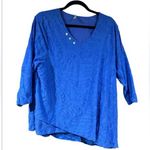 LuluB Cobalt Blue Textured Asymmetrical Top Size XL Photo 0