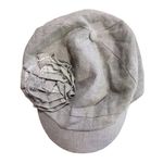 Vintage Y2K Grey 3D Flower Newsboy Cap Hat 100% Cotton D&Y Elastafit Stretch Gray Photo 2