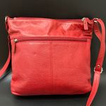 JACK GEORGES Red Leather Voyager Zip Top Crossbody Hobo Shoulder Bag Photo 1