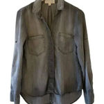 Cloth & Stone Anthropologie Gray Sun Washed Shirt Top Round Hilow Hem SZ S #1789 Photo 0