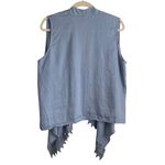 Ruby Rd Woman Vest Top 2X Blue Linen Crochet Trim Open Front Beachy Boho Cowgirl Photo 2