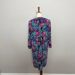 Cappagallo Dress Shift Stretchy Slinky Floral Tropical 3/4 Pink Blue Green Gold Size L Photo 10