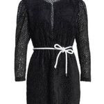 Robert Rodriguez  NWT Sheer Velvet Belted Long Sleeve Mini Dress Black Size 2 Photo 2