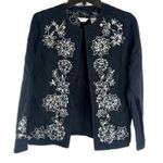 Laura Ashley Black Embellished Jeweled Embroidered Open Front Jacket Sz PM Photo 0