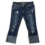 Hydraulic ‎ Y2K Low Rise Embellished Distressed Cuffed Capri Size 9/ 10 Edgy Glam Photo 0