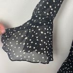 Theory  Marsh Starry Print Silk‎ Dress Black Sheer Long Sleeve Size 0 Whimsigoth Photo 2