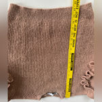 ZARA  Camel Tan Ruffle Shoulder Crewneck Cropped Sweater Size Medium Photo 7