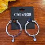 Steve Madden Silver Hoop Earring Rhinestone Earrings Photo 0