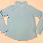 Lilly Pulitzer Skipper Popover Fleece Half Zip Aqua Blue Gold Zipper Medium Photo 0