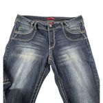 Bongo  Dark Wash Bootcut Jeans Womens 11 Contrast Stitching Back Flap Pockets Photo 3