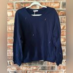 Love Stitch Dark Blue Sweater with embroidered Multicolor Bolt Accents Size L Photo 1