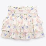 ZARA NWT Skirt Womens XL Floral Tiered Ruffles Eyelet Lace Boho Cottage Festival Photo 3