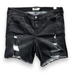 Torrid Plus Size Black Distressed Bermuda Denim Shorts Photo 0
