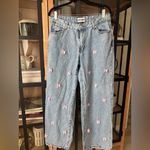 3D bows wide leg jeans light wash coquette edikted lucille low rise baggy Blue Size 29 Photo 2