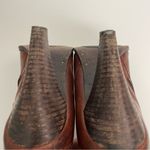 Frye Mikaela Boots Leather Heels Stretch Panels Zipper Closure Brown Black Photo 14