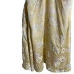 Free People Vintage  Yellow Silk Satin Floral Print Empire Slip Mini Dress Size 2 Photo 5