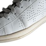 P448 John White Leather Grey Pony Hair Silver Metallic Low Top Sneakers Photo 8