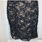 Speechless Y2K Ruched Black Lace Overlay Cream Nude Flesh Illusion Open Keyhole Back Sleeveless V Neck Knee Length Midi Mini Dress Medium Sexy Formal Black Tie Cocktail Evening Photo 6