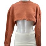 Adidas Stella McCartney Brown Coral Long Sleeve Mock Neck Crop Sweatshirt Top S Photo 0