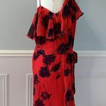 Donna Morgan NWT Belted Trapeze Dress W/Ruffle Cold Shoulder Size 14 Floral Photo 6