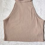 Forever 21 Tan Rib Knit Turtleneck Cropped Tank Top Photo 2