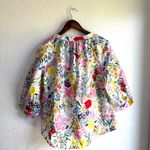 AVARA Womens Shirt Blouse White Multicolor Floral 3/4 Sleeve Size Large Photo 1