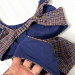 Athleta Seersucker High Neck Waist Bikini Multi Color Navy Plaid Womans 36D DD L Photo 9