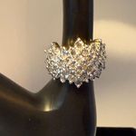 Elegant Moissanite 925 Sterling Silver Cluster Ring Size 5 Photo 0