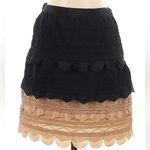 Anthropologie  Maeve Black Gold Ruffle Scalloped High Tide Skirt  Size 0 XS Photo 4