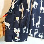 Talbots The Classic Casual Shirt Tossed Giraffes Blue Button Up Novelty Size M Photo 3