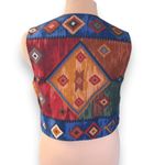 Vintage 90s Coldwater Creek Southwestern Tapestry Vest Concho Buttons Medium Red Photo 4