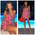 ZARA NWT  Rose Floral Jacquard Peplum Mini Dress Size Medium Rhinestone Strapless Photo 8