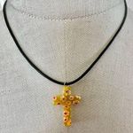 Yellow millefiori cross pendant necklace Photo 0
