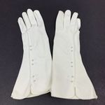 Lady Gay Vintage White Nylon Gloves w/ Pearl Buttons Elegant Formal Wear [6 1/2] Photo 4