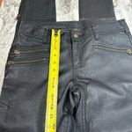 Free People Faux leather Skinny Jeans size 4 Black Gold Zipper detail Photo 3
